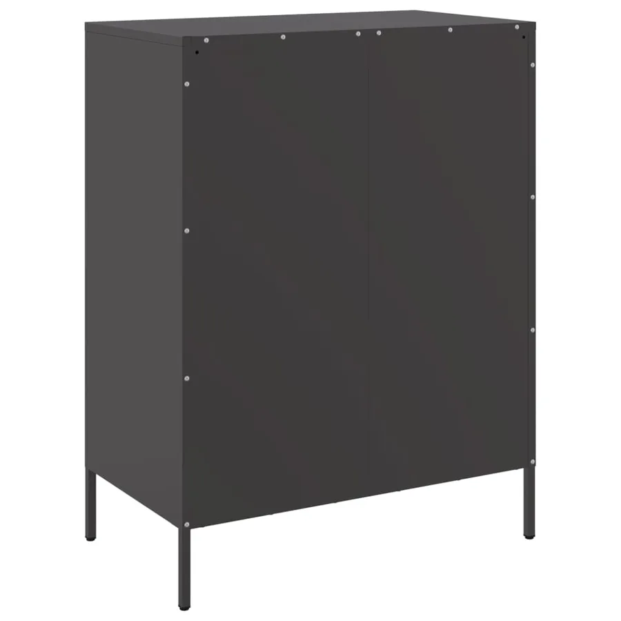 Buffet noir 68x39x89 cm acier - 8