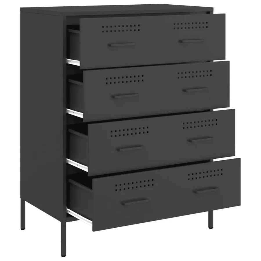 Buffet noir 68x39x89 cm acier - 9