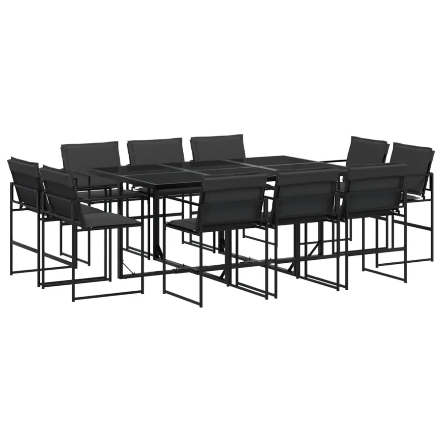 Ensemble à manger de jardin avec coussins 11 pcs noir textilène - 2