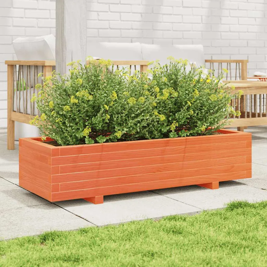 Jardinière cire marron 110x40x26,5 cm bois de pin massif - 3