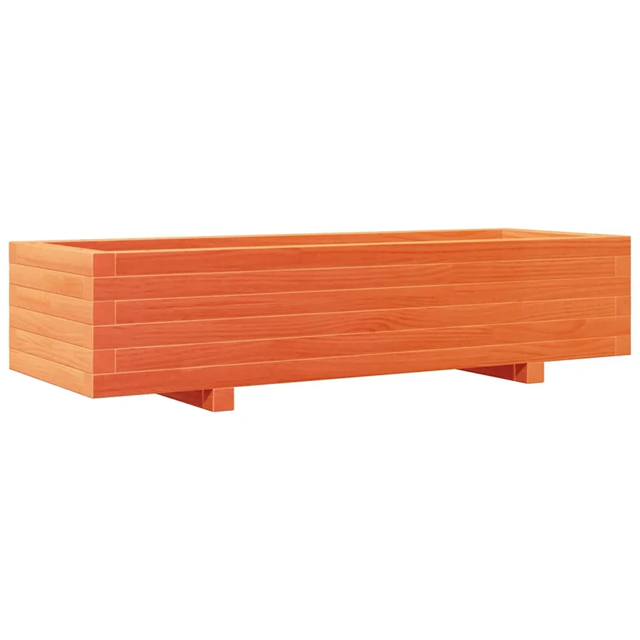 Jardinière cire marron 110x40x26,5 cm bois de pin massif - 7