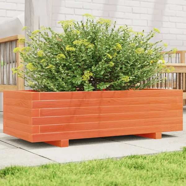 Jardinière cire marron 90x40x26,5 cm bois de pin massif