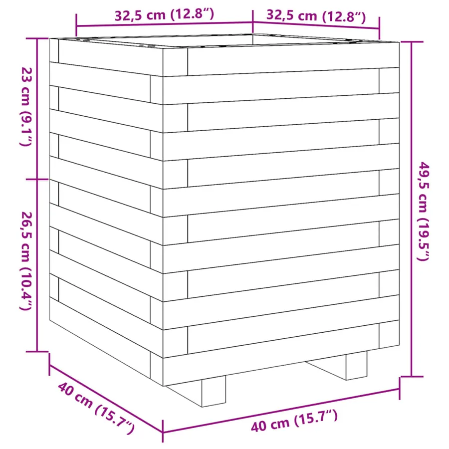 Jardinière 40x40x49,5 cm bois massif douglas - 10