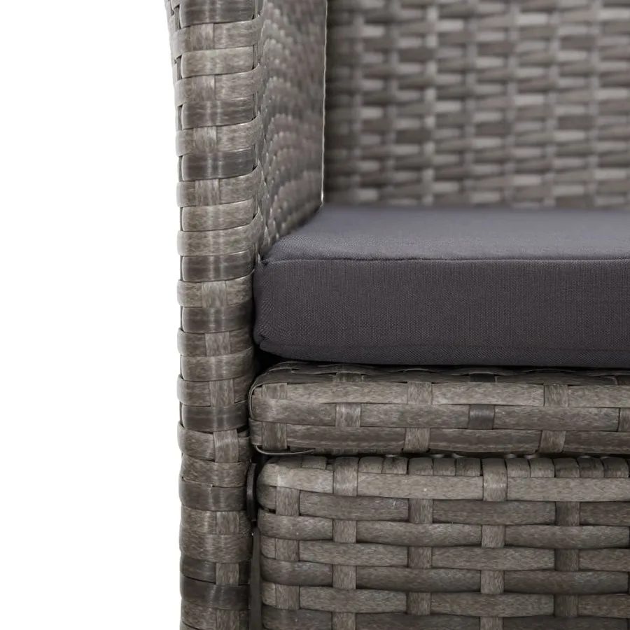Ensemble à manger de jardin 9 pcs coussins gris résine tressée - 6