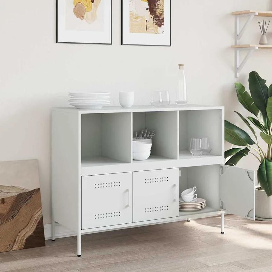 Buffet blanc 100,5x39x79 cm acier - 3