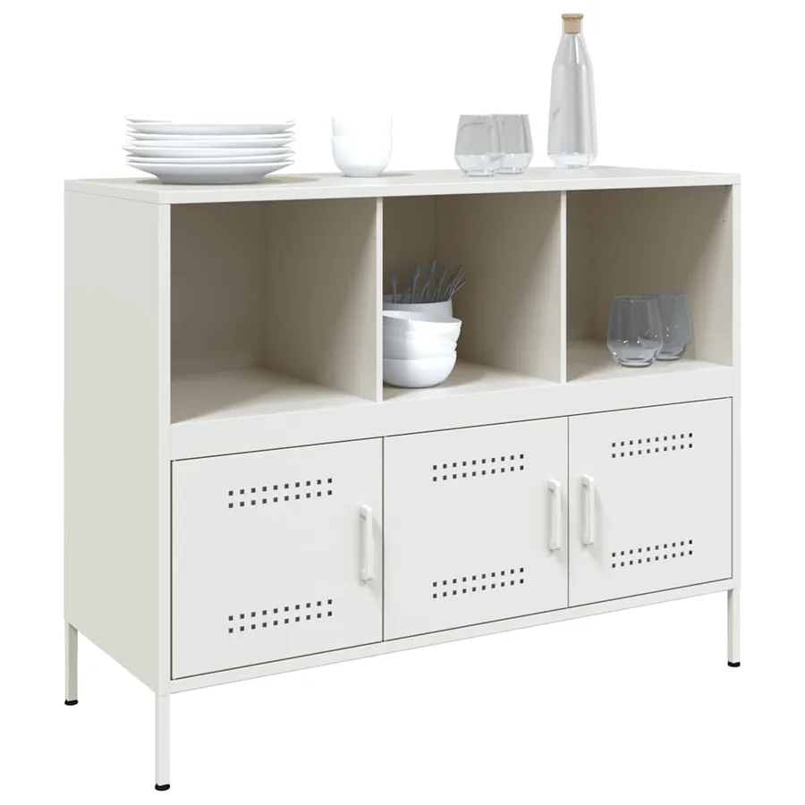 Buffet blanc 100,5x39x79 cm acier - 4