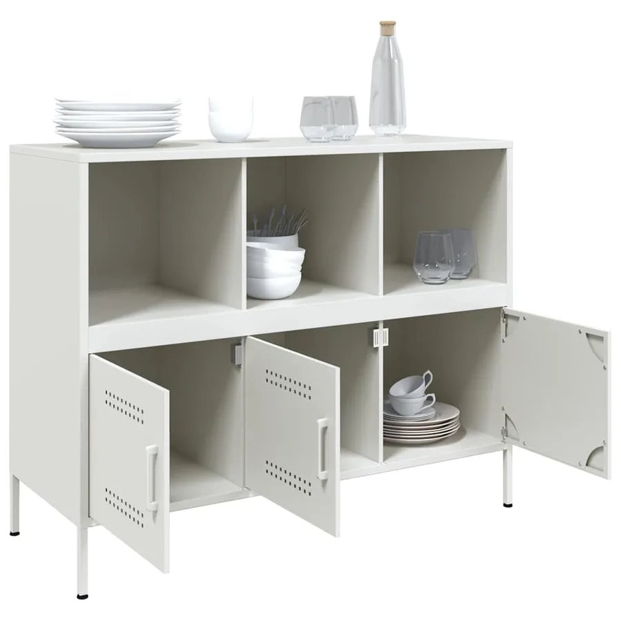 Buffet blanc 100,5x39x79 cm acier - 5