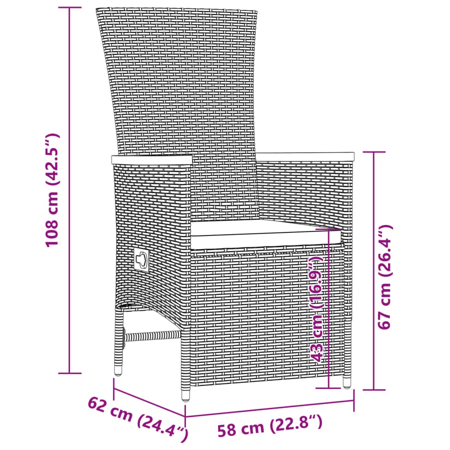 Ensemble à manger de jardin 11pcs avec coussins gris poly rotin - 11