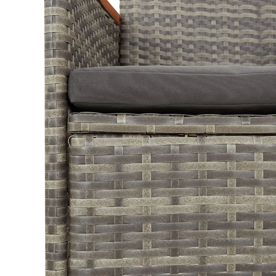 Ensemble à manger de jardin 11pcs avec coussins gris poly rotin - 6