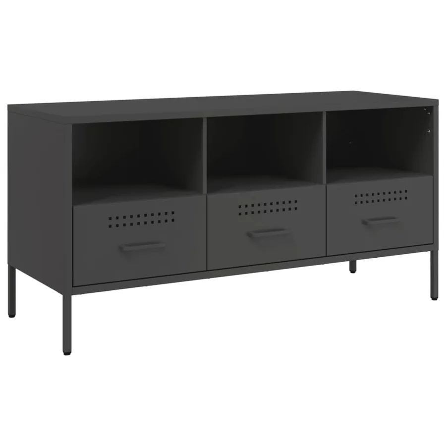 Meuble TV noir 100,5x39x50,5 cm acier - 2