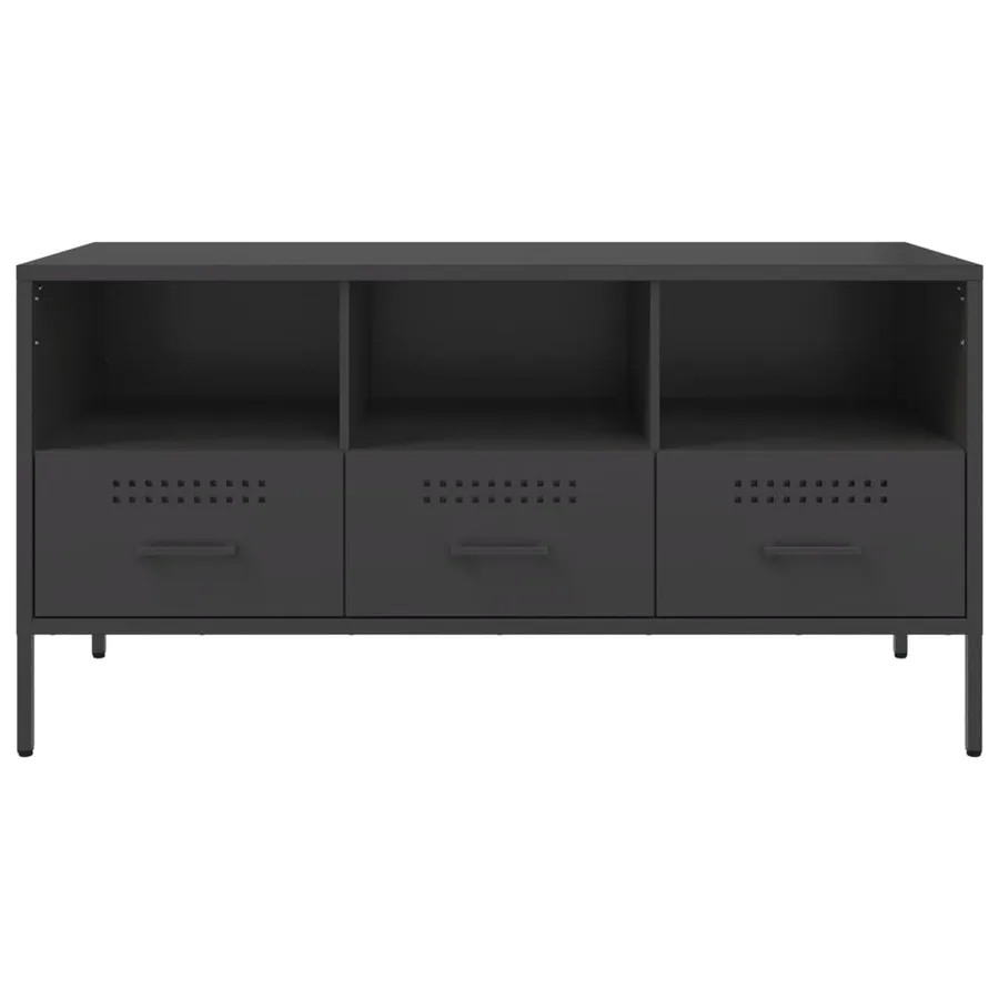 Meuble TV noir 100,5x39x50,5 cm acier - 6