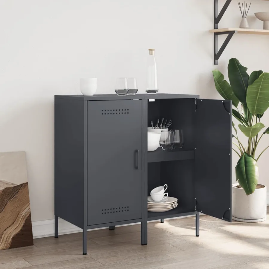 Buffets 2 pcs anthracite 36x39x79 cm acier - 3