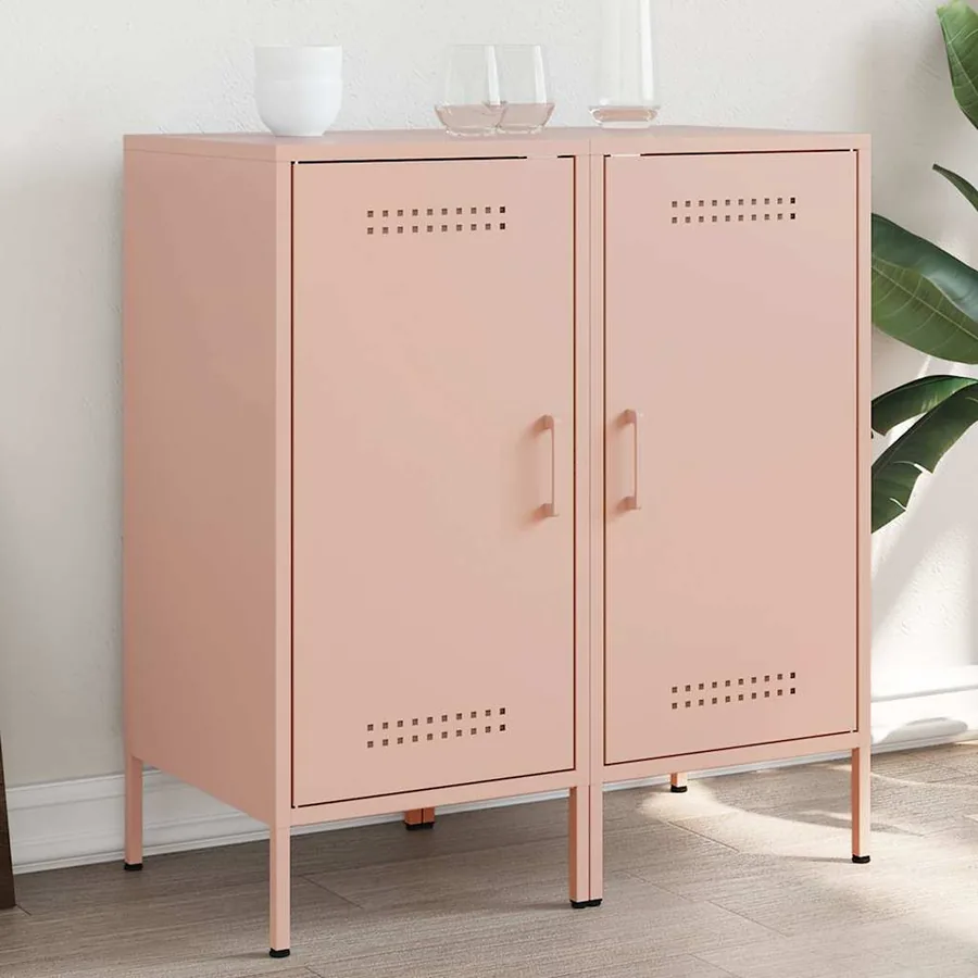 Buffets 2 pcs rose 36x39x79 cm acier
