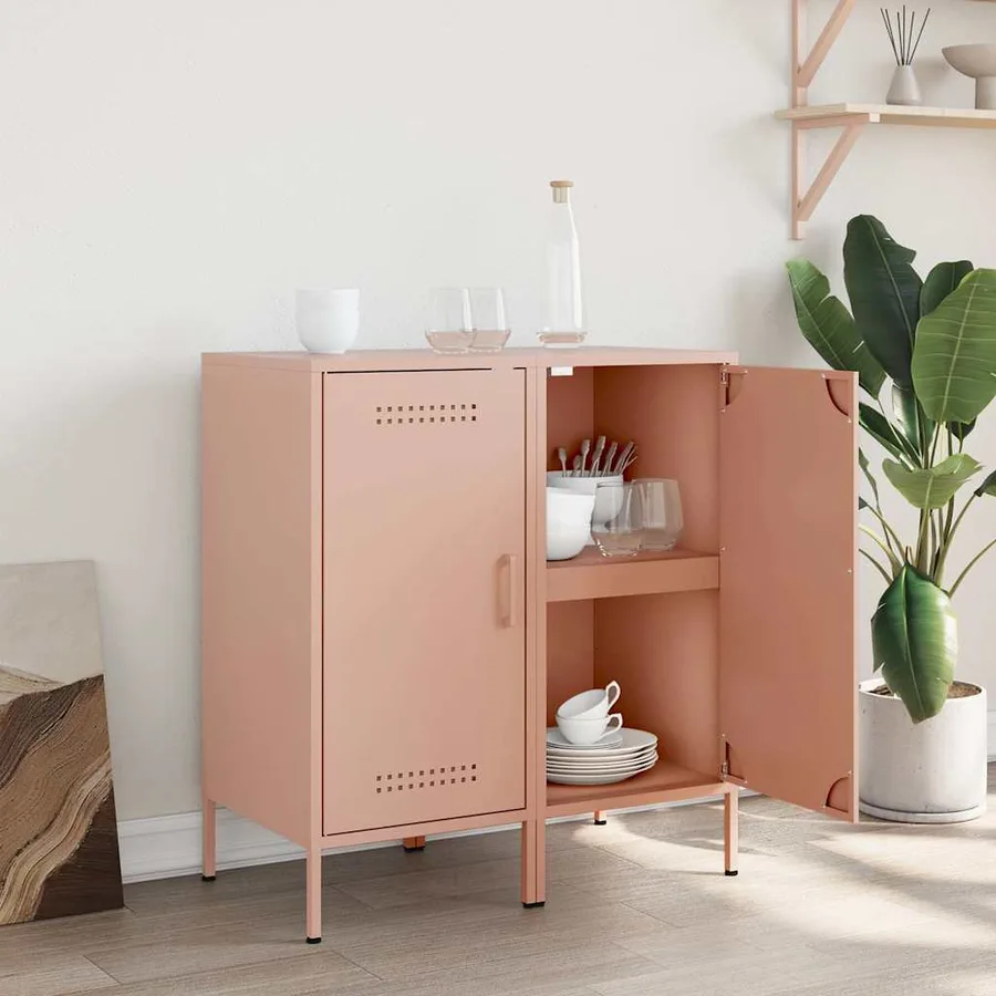 Buffets 2 pcs rose 36x39x79 cm acier - 3