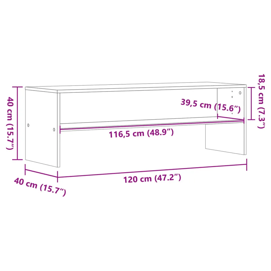 Meuble TV sonoma gris 120x40x40 cm bois d'ingénierie - 9