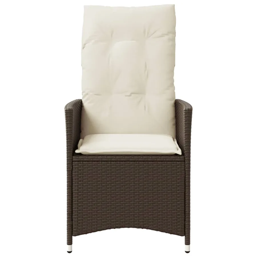 Chaise inclinable de jardin avec coussins marron résine tressée - 4