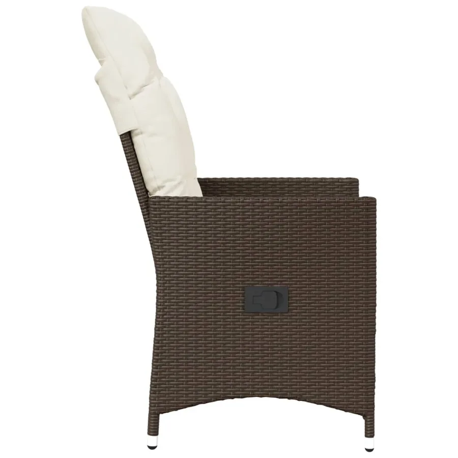 Chaise inclinable de jardin avec coussins marron résine tressée - 5