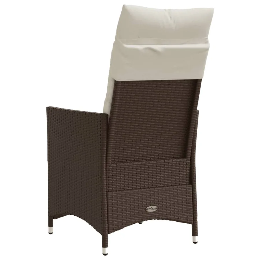 Chaise inclinable de jardin avec coussins marron résine tressée - 6