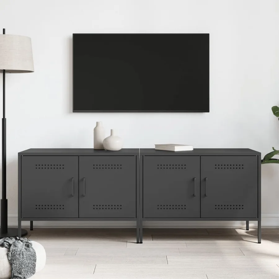 Meubles TV 2 pcs noir 68x39x50,5 cm acier - 3