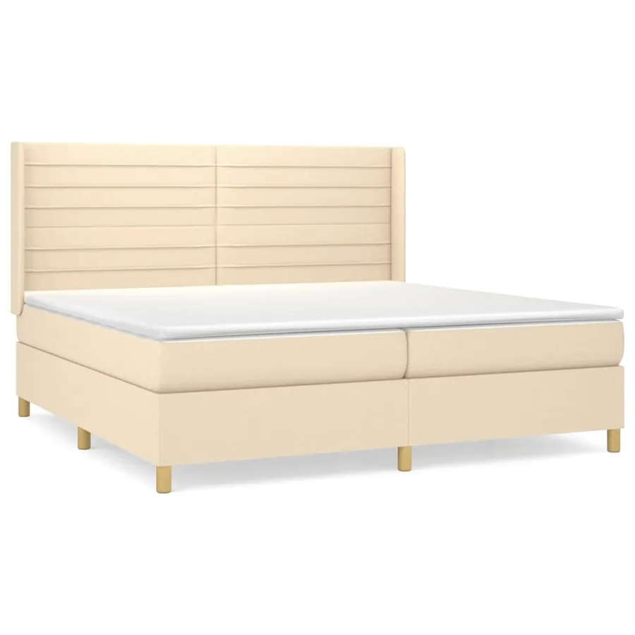 Sommier à lattes de lit avec matelas Crème 200x200 cm Tissu - 2