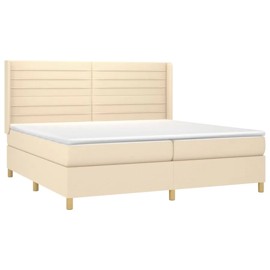 Sommier à lattes de lit avec matelas Crème 200x200 cm Tissu - 3