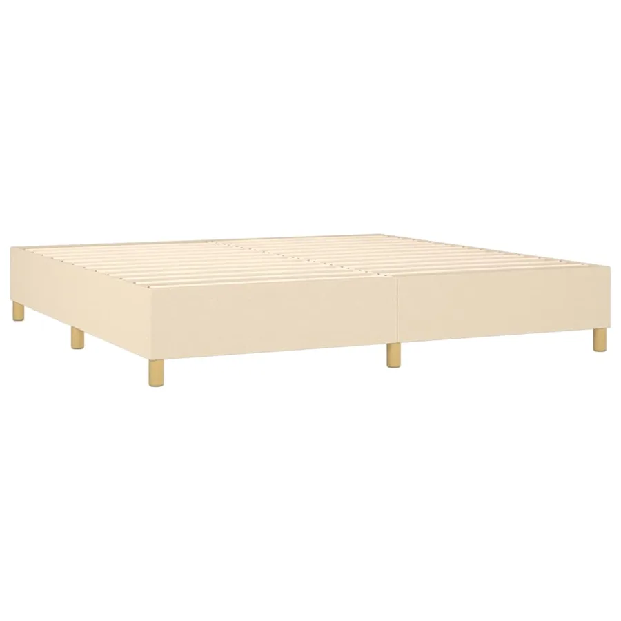 Sommier à lattes de lit avec matelas Crème 200x200 cm Tissu - 4