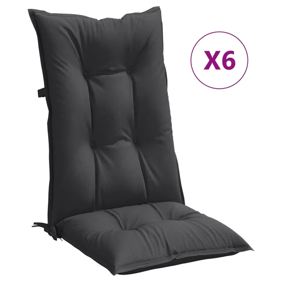 Coussins de chaise à dossier haut lot de 6 anthracite mélangé - 2