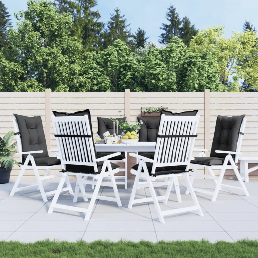 Coussins de chaise à dossier haut lot de 6 anthracite mélangé - 3