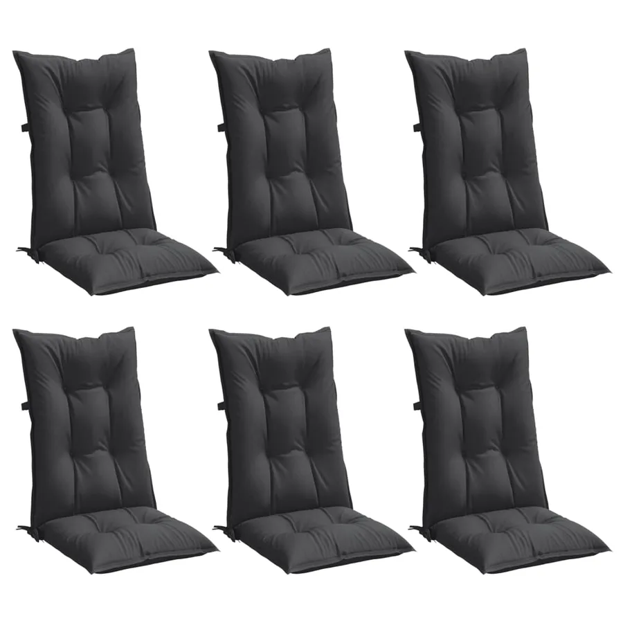 Coussins de chaise à dossier haut lot de 6 anthracite mélangé - 4
