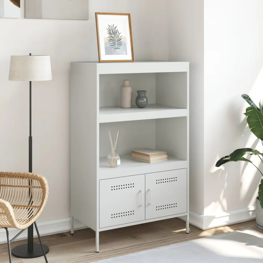 Buffet haut blanc 68x39x113 cm acier - 3