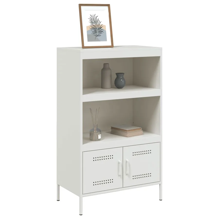 Buffet haut blanc 68x39x113 cm acier - 4