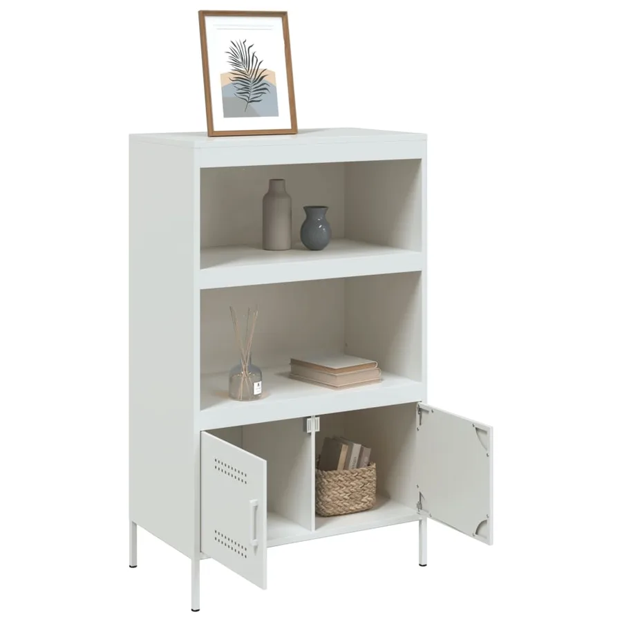 Buffet haut blanc 68x39x113 cm acier - 5
