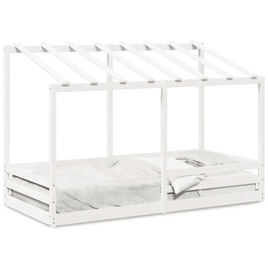 Lit pour enfants sans matelas blanc 100x200 cm bois pin massif - 2