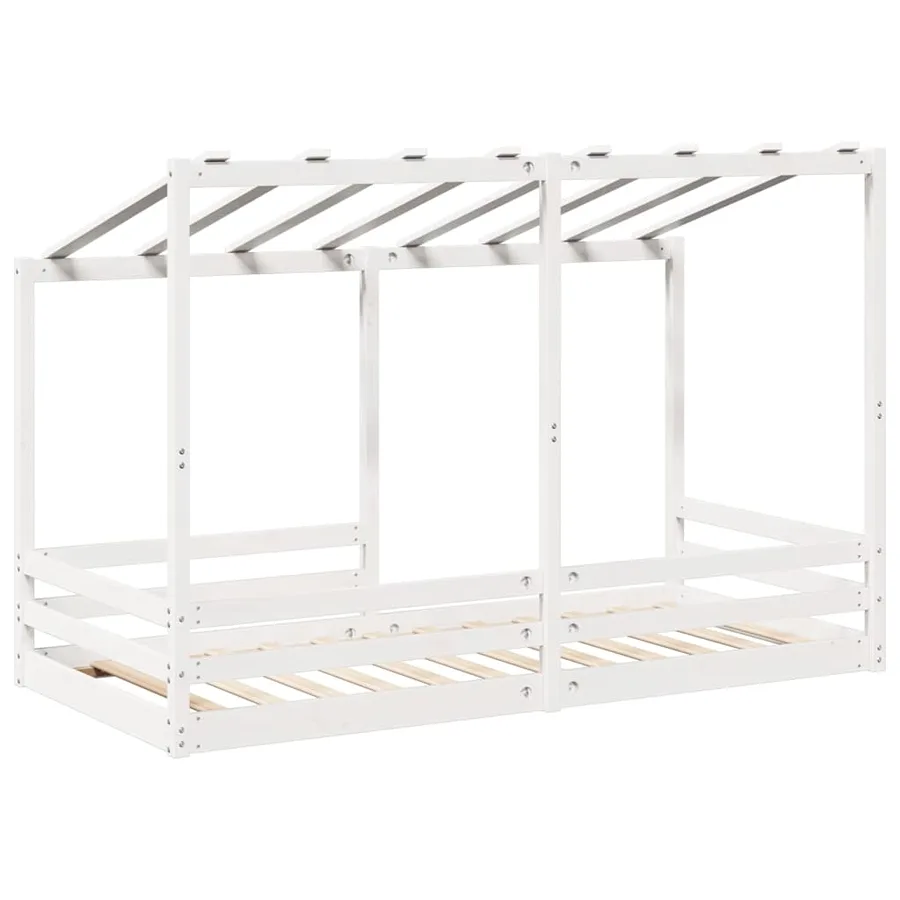Lit pour enfants sans matelas blanc 100x200 cm bois pin massif - 6