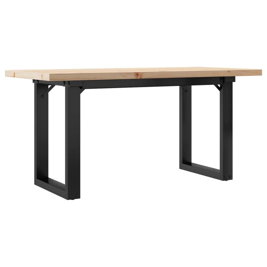 Table basse cadre en O 90x40x45,5cm bois de pin massif et acier - 6