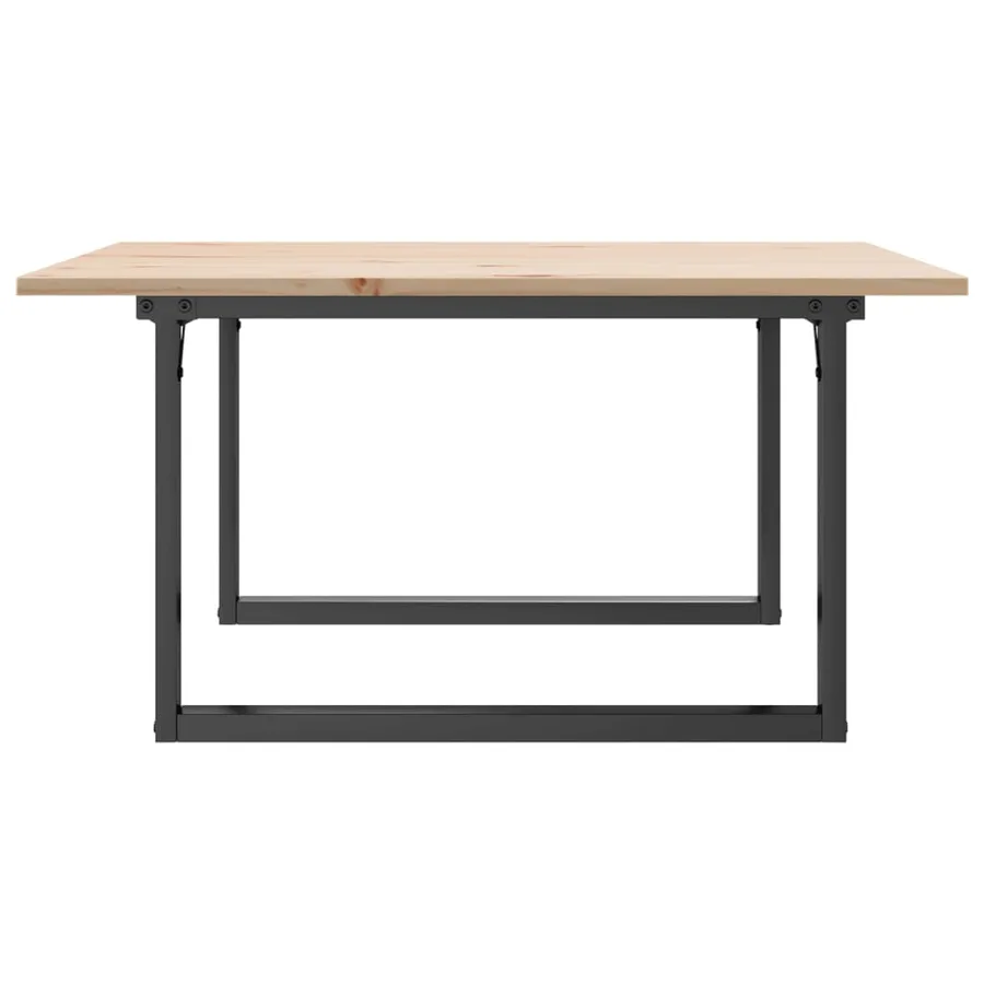Table basse cadre en O 80x80x45 cm bois de pin massif et acier - 5