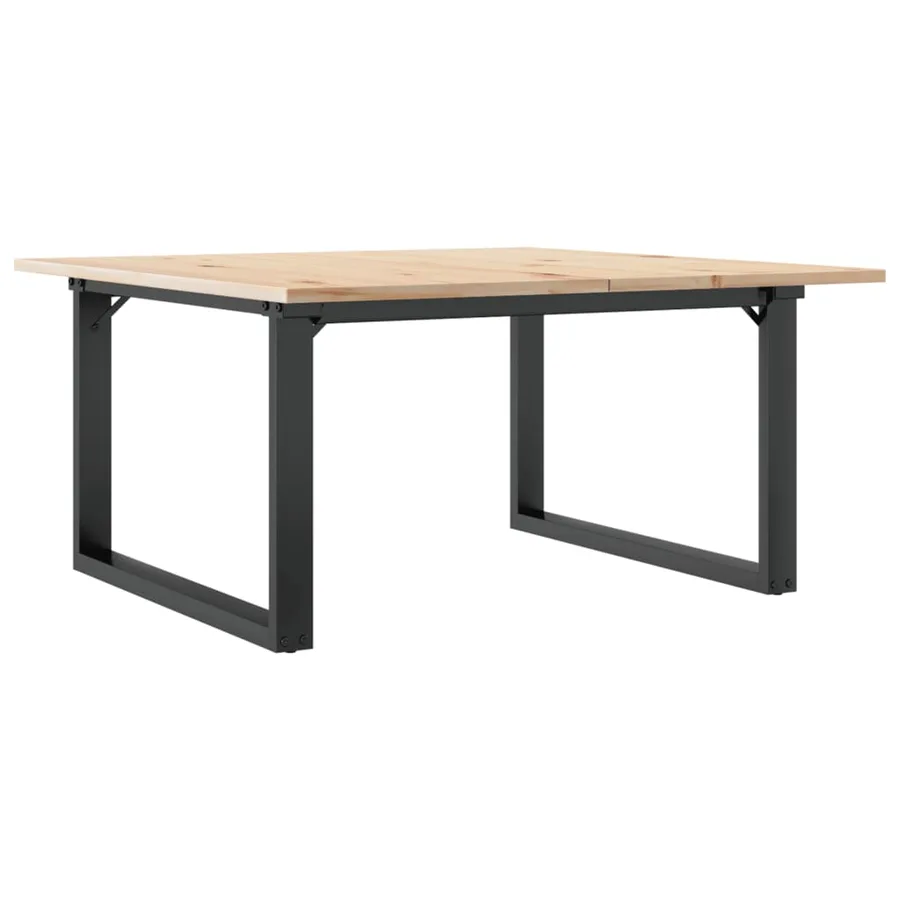 Table basse cadre en O 80x80x45 cm bois de pin massif et acier - 6