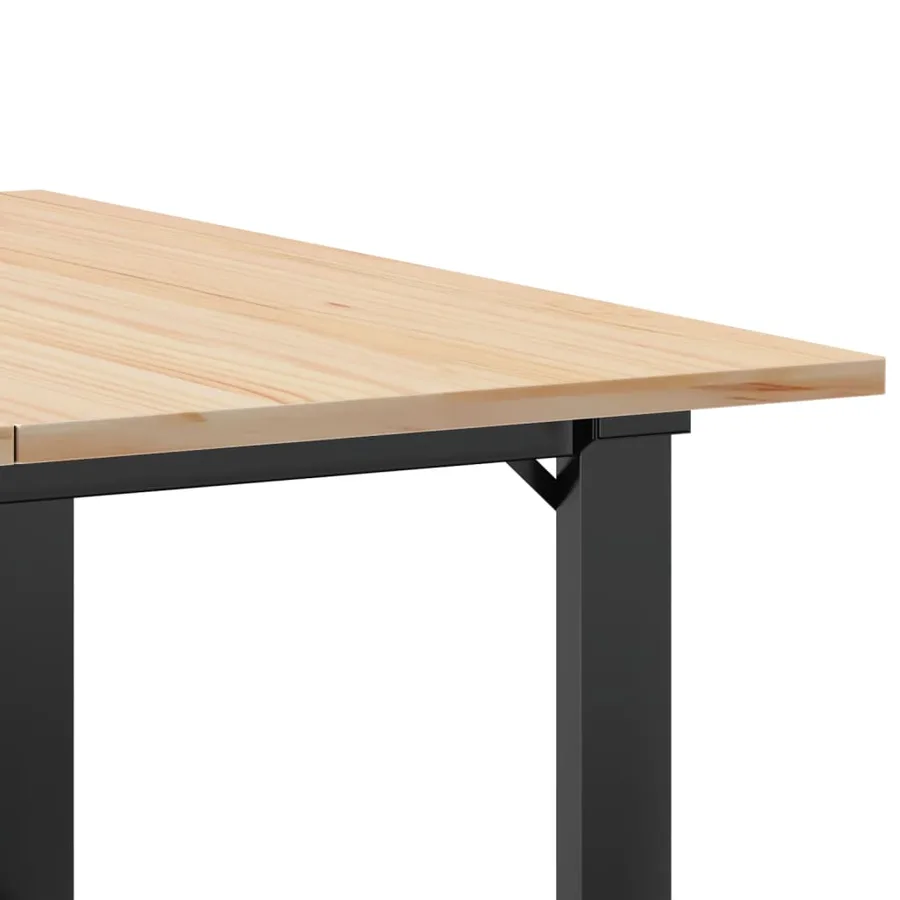 Table basse cadre en O 80x80x45 cm bois de pin massif et acier - 7