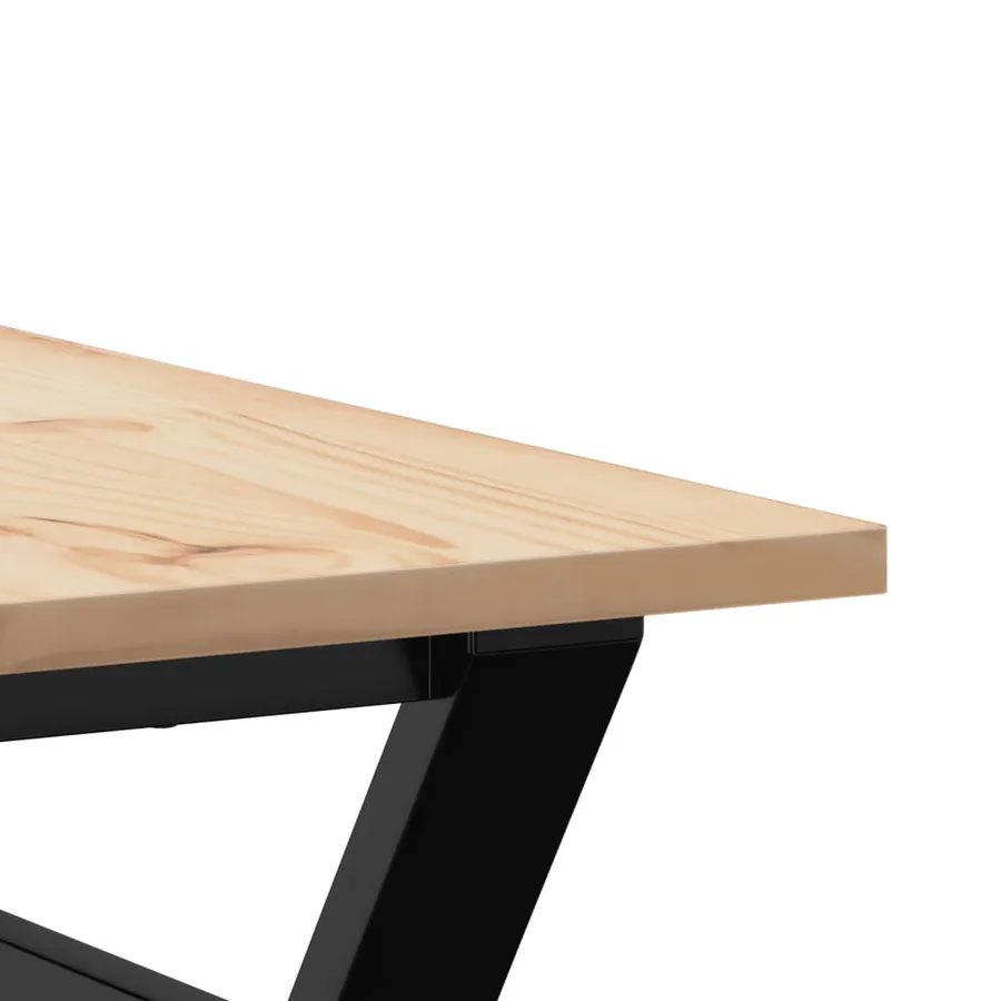 Table basse cadre en Y 80x80x45 cm bois de pin massif et acier - 7