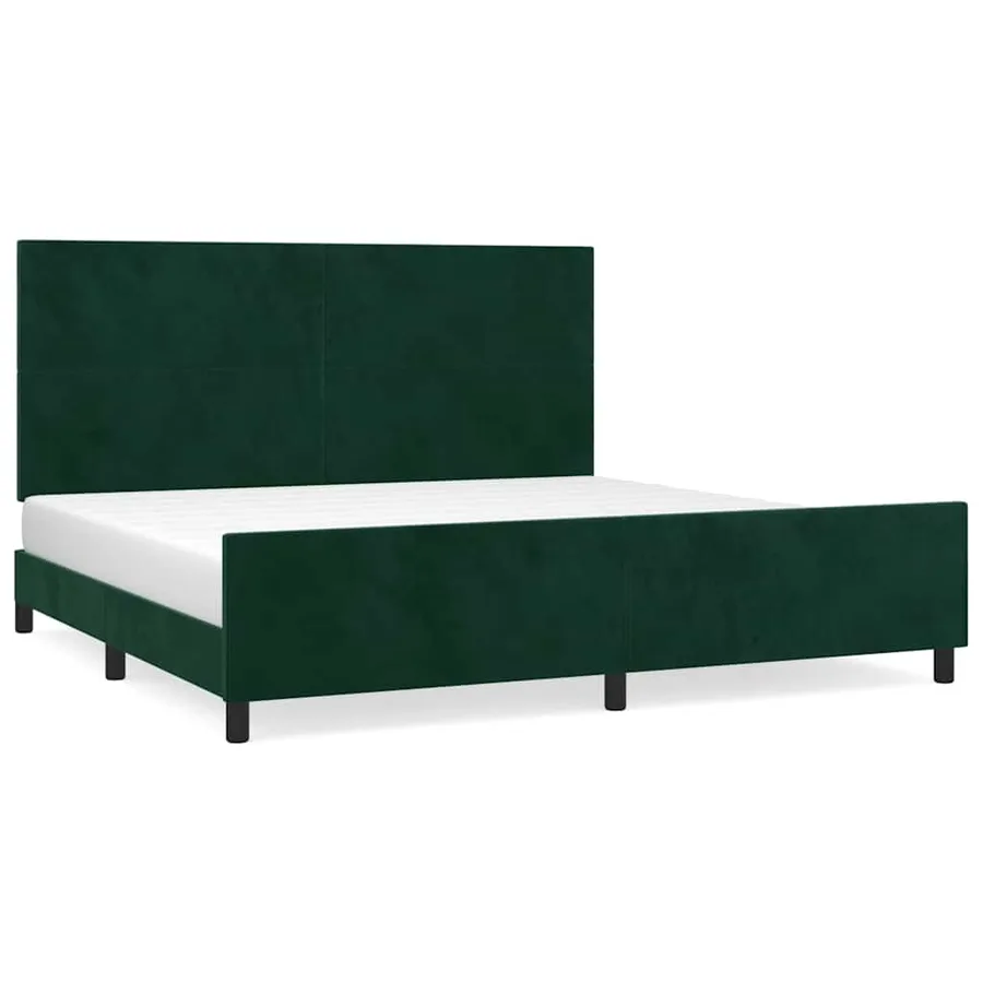 Cadre de lit sans matelas vert foncé 200x200 cm velours - 2