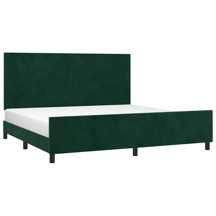 Cadre de lit sans matelas vert foncé 200x200 cm velours - 3
