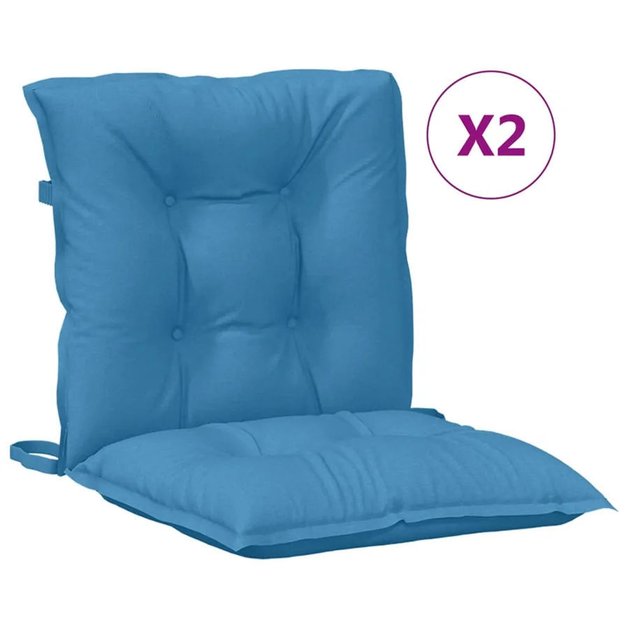Coussins de chaise à dossier bas lot de 2 bleu mélangé tissu - 2
