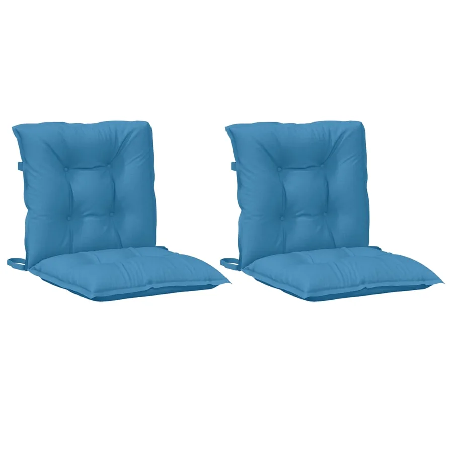 Coussins de chaise à dossier bas lot de 2 bleu mélangé tissu - 4