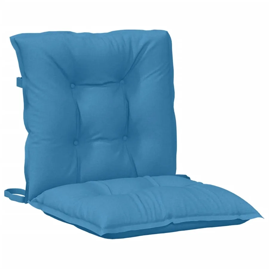 Coussins de chaise à dossier bas lot de 2 bleu mélangé tissu - 5