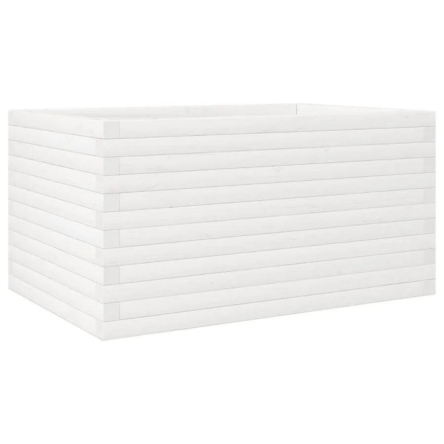 Jardinière blanc 90x60x46 cm bois de pin massif - 2