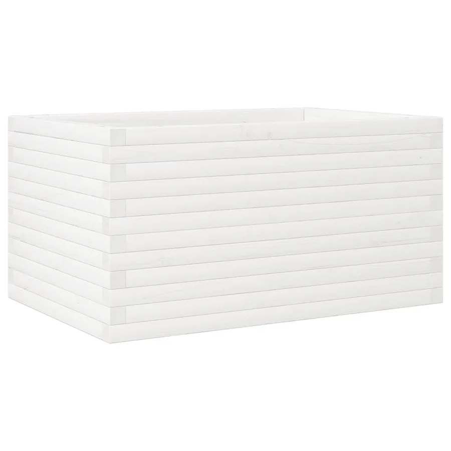 Jardinière blanc 90x60x46 cm bois de pin massif - 7