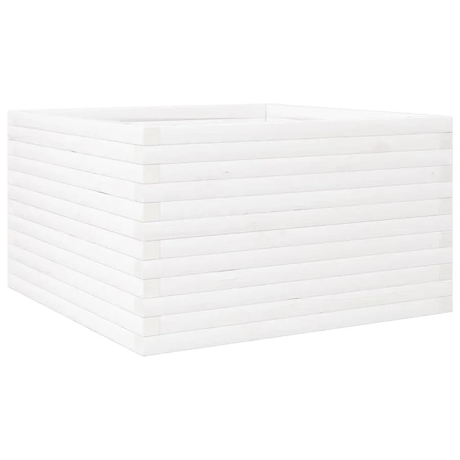 Jardinière blanc 80x80x46 cm bois de pin massif - 2