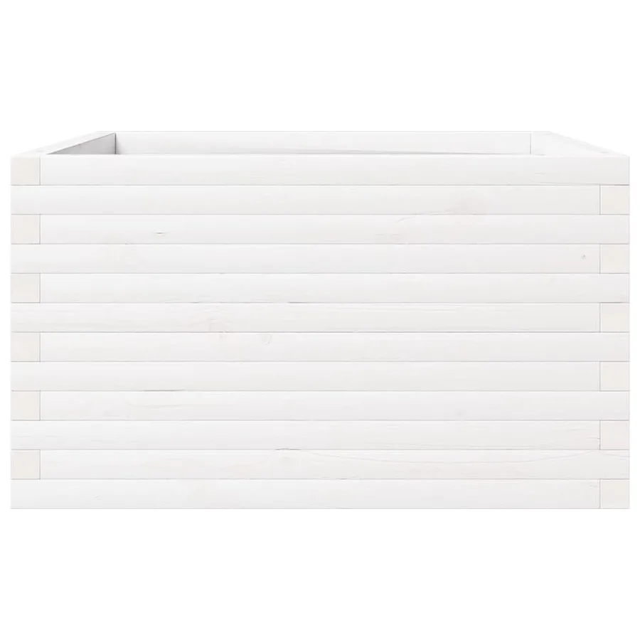 Jardinière blanc 80x80x46 cm bois de pin massif - 5