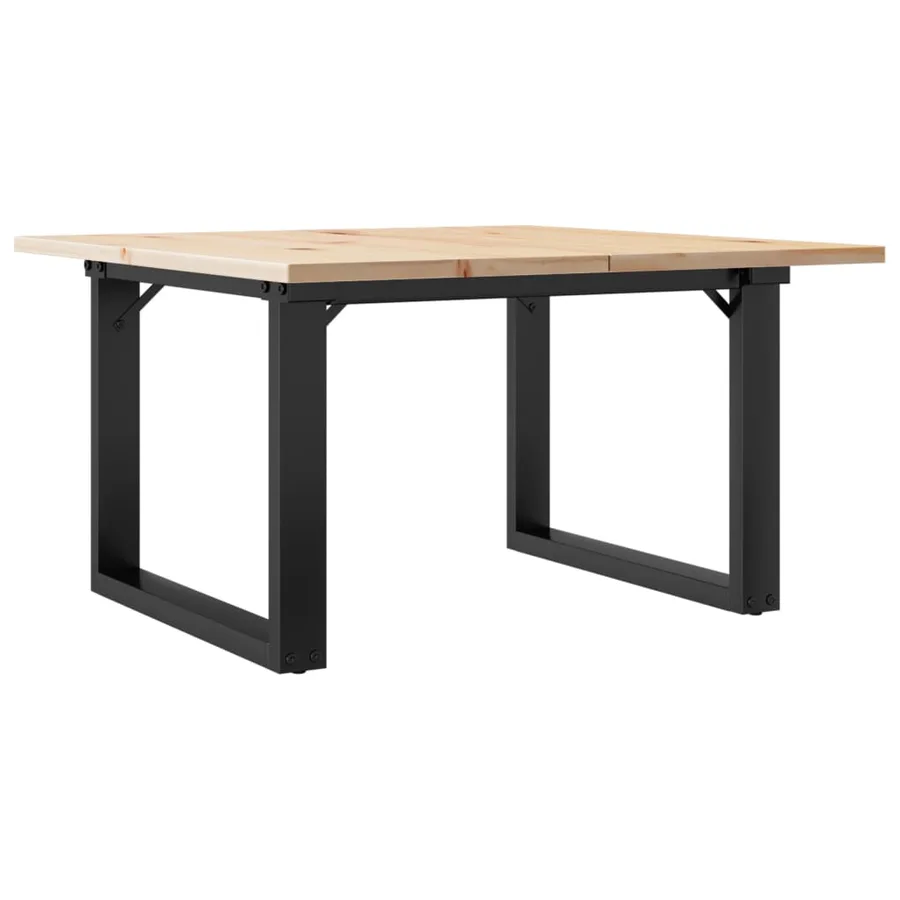 Table basse cadre en O 70x70x40 cm bois de pin massif et acier - 2