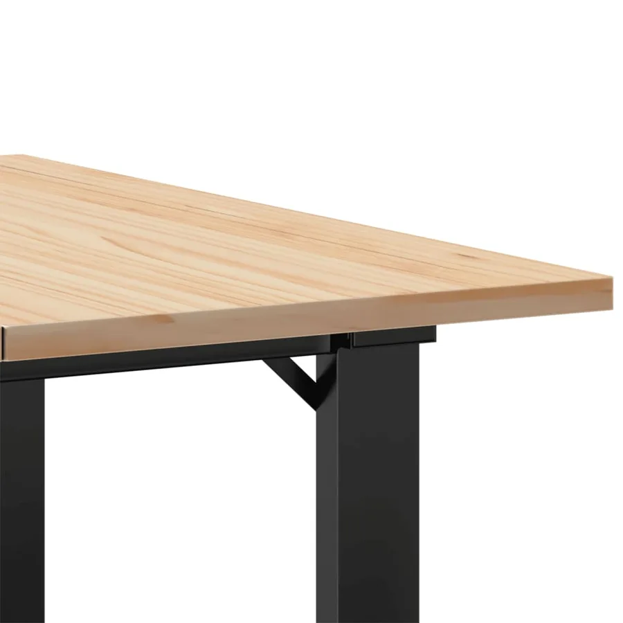 Table basse cadre en O 70x70x40 cm bois de pin massif et acier - 7